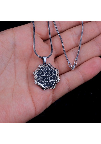925 Ayar Gümüş Nas Suresi Yazılı Kolye modelleri