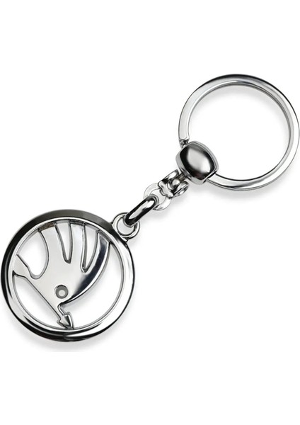 Logolu Uzun Gümüş Metal Anahtarlık