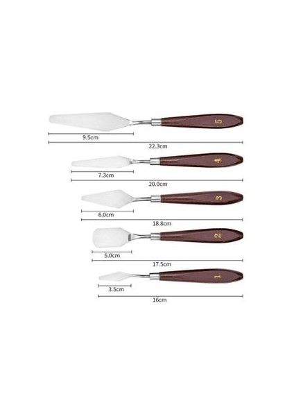 5li Metal Resim Spatulası, Palette Knives, Ressam Sipatulası Sıpatula Spatül