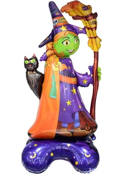 Halloween Ayaklı Cadı Şekilli Folyo Balon