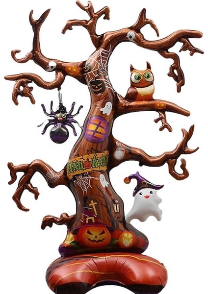 Cadılar Bayramı Ayaklı Ağaç Şekilli Folyo Balon