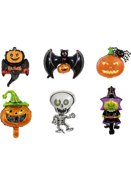 Cadılar Bayramı Mini Shap Folyo Balon 6 Lı Set