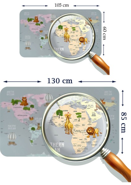Eğitici Dünya Haritası Dünya Atlası Çocuk ve Bebek Odası Duvar STICKER 3816 modelleri