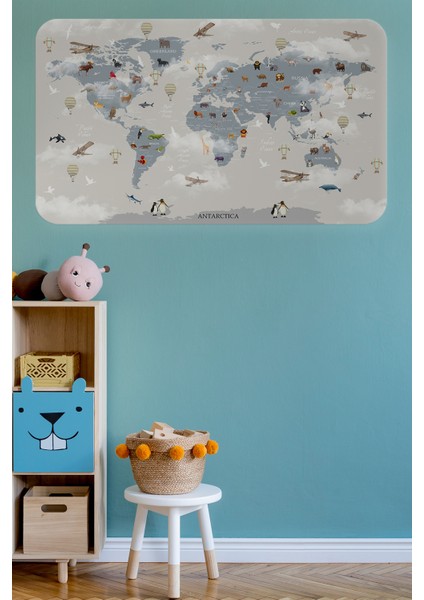 Eğitici Dünya Haritası Dünya Atlası Çocuk ve Bebek Odası Duvar STICKER3826