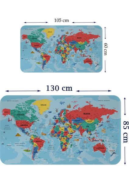 Türkçe Eğitici Ülke ve Başkent Okyanus Detaylı Atlası Dekoratif Dünya Haritası Duvar STICKER 3863 fiyatları