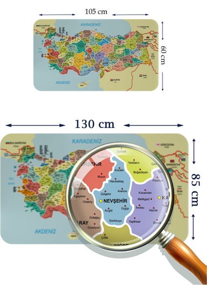 Eğitici Öğretici Dünya ve Türkiye Haritası Çocuk Odası Duvar Sticker 3888 fiyatları