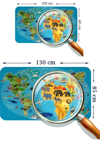 Eğitici Dünya Haritası Dünya Atlası Çocuk ve Bebek Odası Duvar STICKER 3808 modelleri