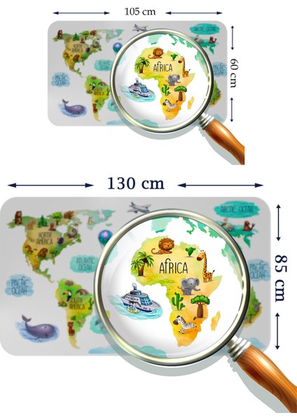 Eğitici Dünya Haritası Dünya Atlası Çocuk ve Bebek Odası Duvar STICKER 3807 modelleri