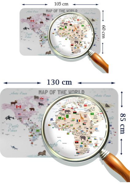 Eğitici ve Bayraklı Dünya Haritası Dünya Atlası Çocuk ve Bebek Odası Duvar STICKER 3813 modelleri