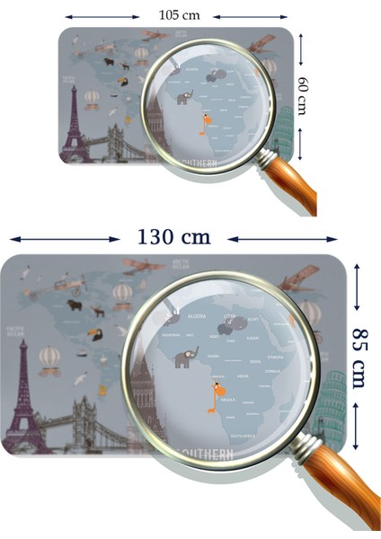 Eğitici Dünya Haritası Dünya Atlası Çocuk ve Bebek Odası Duvar STICKER 3820 modelleri