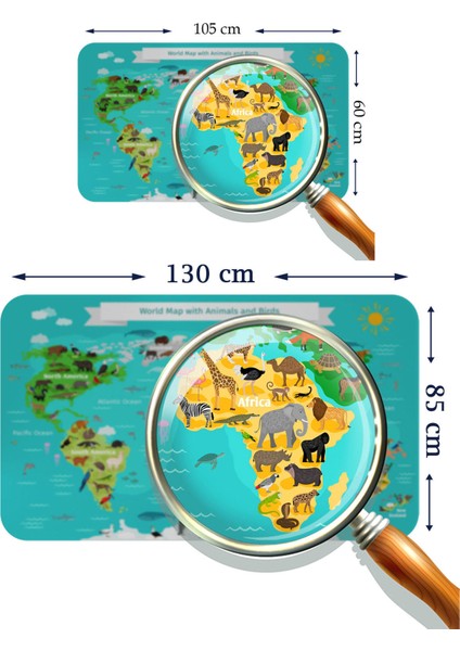 Eğitici Dünya Haritası Dünya Atlası Çocuk ve Bebek Odası Duvar STICKER-3780