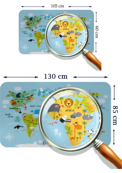 Eğitici Dünya Haritası Dünya Atlası Çocuk ve Bebek Odası Duvar STICKER 3830 modelleri