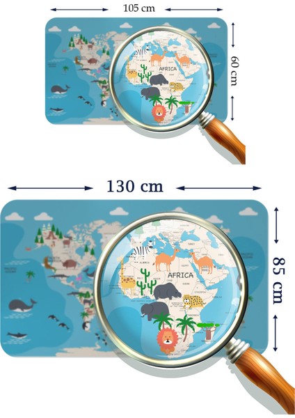Eğitici Dünya Haritası Dünya Atlası Çocuk ve Bebek Odası Duvar STICKER 3802 modelleri