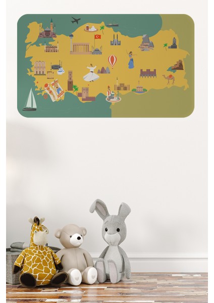 Eğitici ve Öğretici Dekoratif Cocuk Odası Türkiye Haritası Duvar Sticker 3873
