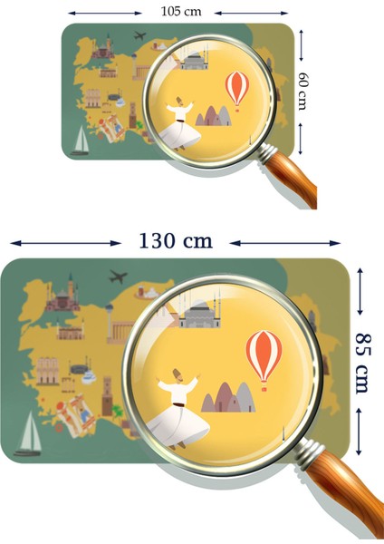 Eğitici ve Öğretici Dekoratif Cocuk Odası Türkiye Haritası Duvar Sticker 3873 modelleri