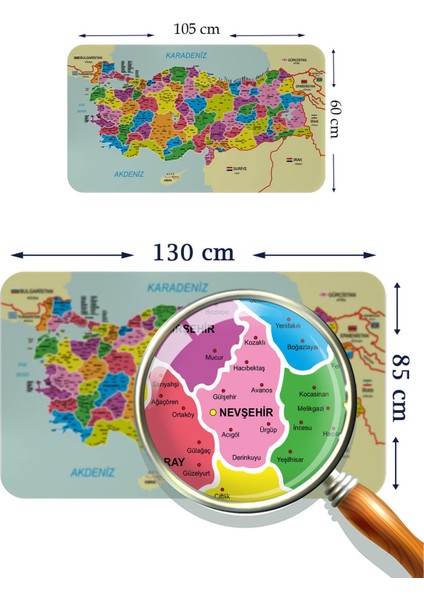 Eğitici Öğretici Dünya ve Türkiye Haritası Çocuk Odası Duvar Sticker 3885 fiyatları