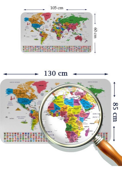 Eğitici Öğretici Dünya ve Türkiye Haritası Çocuk Odası Duvar Sticker 3885 modelleri