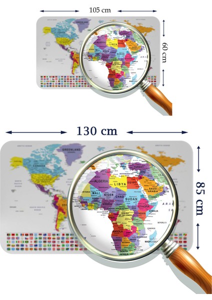 Ülke Bayrak Lı Eğitici Başkent Detaylı Atlası Dünya Haritası Duvar STICKER 3848 modelleri