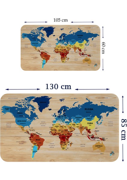 Ahşap Görünümlü Eğitici Detaylı Atlası Dekoratif Dünya Haritası Duvar STICKER 3856 fiyatları