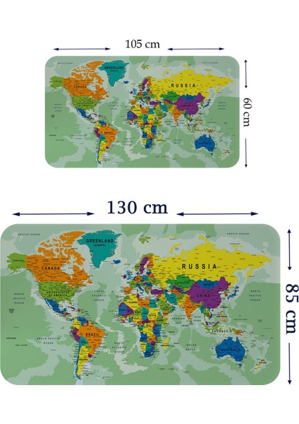 Eğitici Ülke ve Başkent Okyanus Detaylı Atlası Dünya Haritası Duvar STICKER 3835 fiyatları
