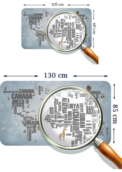 Ülke Adlı Eğitici Dünya Haritası Dünya Atlası Çocuk ve Bebek Odası Duvar STICKER 3823 modelleri