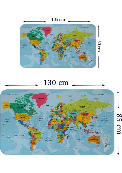 Türkçe Eğitici Ülke ve Başkent Okyanus Detaylı Atlası Dekoratif Dünya Haritası Duvar STICKER 3870 fiyatları