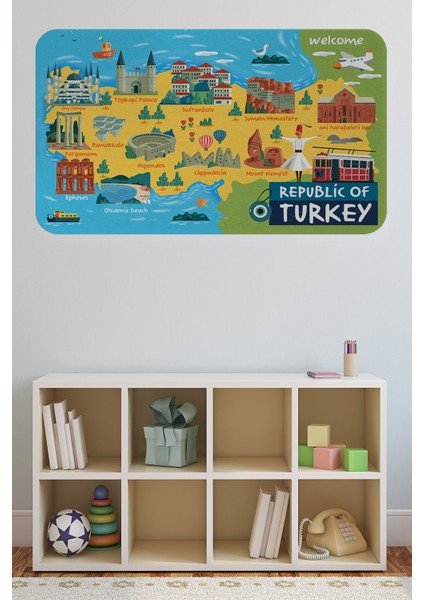 Eğitici ve Öğretici Dekoratif Cocuk Odası Türkiye Haritası Duvar Sticker 3871