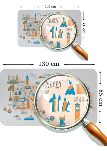 Eğitici ve Öğretici Dekoratif Cocuk Odası Türkiye Haritası Duvar Sticker 3875 modelleri