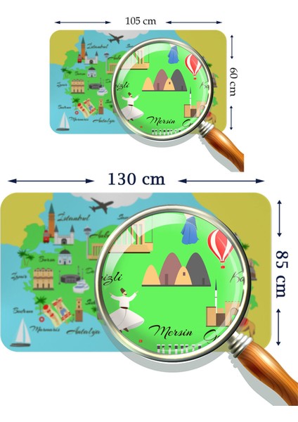 Eğitici ve Öğretici Dekoratif Cocuk Odası Türkiye Haritası Duvar Sticker 3876 modelleri