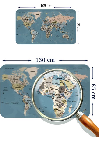 Eğitici Öğretici Dünya ve Türkiye Haritası Çocuk Odası Duvar Sticker 3889 modelleri
