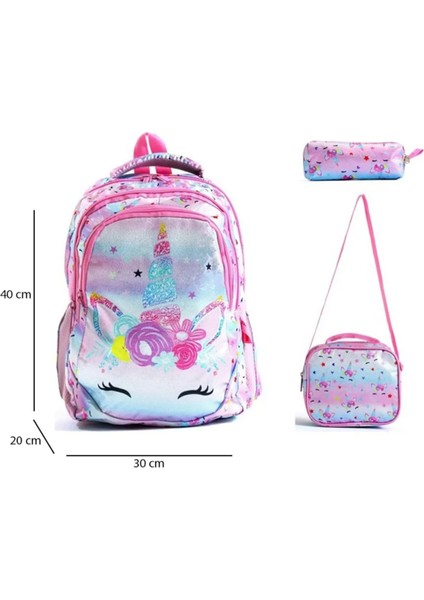 Yigit Butik Unicorn Baskılı Kız Çocuk Okul Çantası