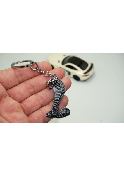 Mustang Shelby Kobra Süper Snake Logo Krom Metal Çift Yön Anahtarlık