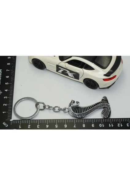 Mustang Shelby Kobra Süper Snake Logo Krom Metal Çift Yön Anahtarlık