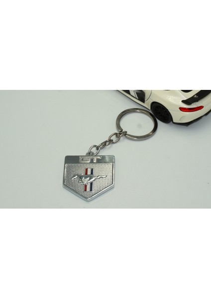 Mustang Shelby Gt Koşan At Logo Krom Metal Anahtarlık