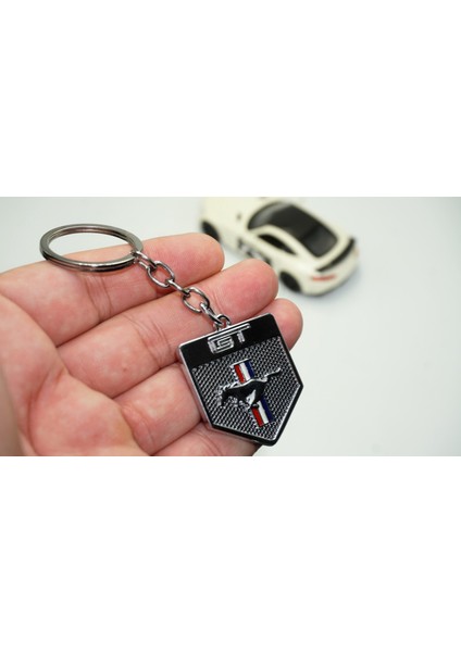 Mustang Shelby Gt Koşan At Logo Krom Metal Anahtarlık
