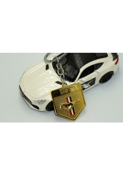 Mustang Shelby Gt Koşan At Logo Gold Metal Anahtarlık