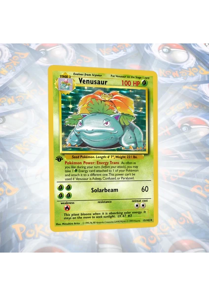 Venusaur 1st Edition Base Set Vintage Holo Custom Proxy Pokemon Kartı