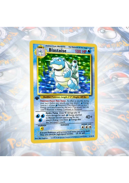 Blastoise 1st Edition Base Set Vintage Holo Custom Proxy Pokemon Kartı