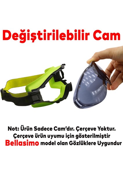 Bellasimo Çerçevesiz Kayak Gözlüğü Camı Lens Değiştirebilir Cam Antifog Güneş Kar Gözlük Camı Füme