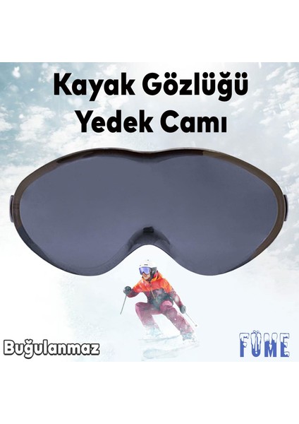 Bellasimo Çerçevesiz Kayak Gözlüğü Camı Lens Değiştirebilir Cam Antifog Güneş Kar Gözlük Camı Füme