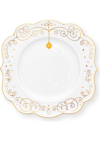 Royal Gold White Beyaz Porselen Pasta Tabağı 17 cm