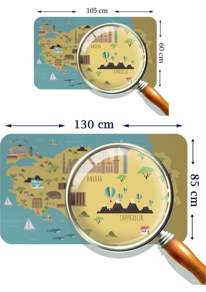 Lilafil Eğitici ve Öğretici Dekoratif Cocuk Odası Türkiye Haritası Duvar Sticker 3877 modelleri