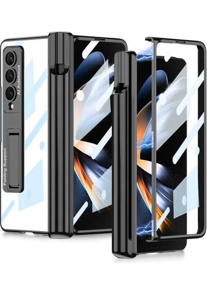 - Galaxy Z Fold 4 - Kılıf Standlı Kalem Bölmeli Kıpta Kapak