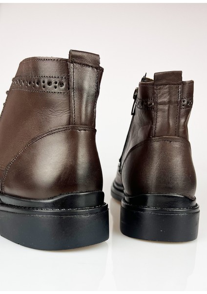 Deri Kahverengi Fermuarlı Erkek Kışlık Bot modelleri