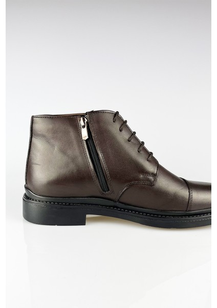 Deri Kahverengi Fermuarlı Erkek Kışlık Bot modelleri