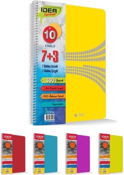 U4 8 + 4 Bölü ml ü 300 Yaprak A4 Sipralli Ayraçlı Defter 8 Kareli 4 Çizgili Çoklu Defter