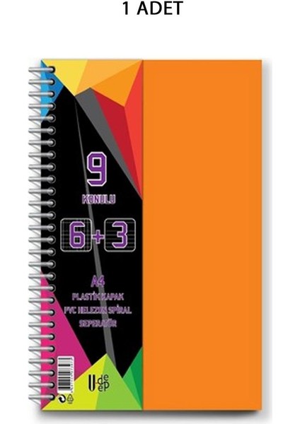 Spiralli Pp Kapak 6+3 225 Yaprak 9 Ayraçlı Defter