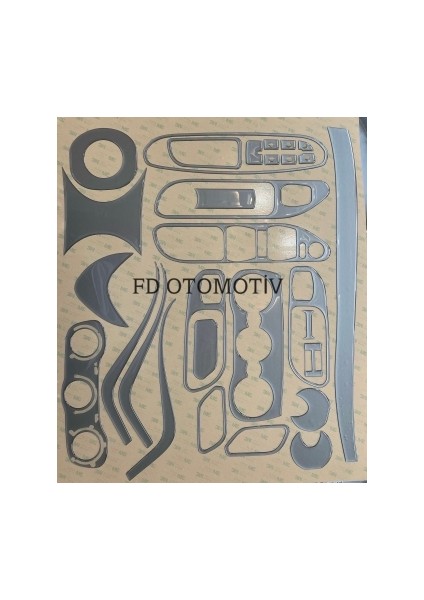 FD Otomotiv Fiat Egea Torpido, Konsol, Trim, Göğüs Kaplama Seti Gümüş Gri Renk