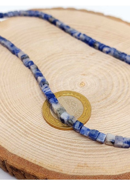 Sodalit Taşı Küp Şekilli Yarım Dizi 4mm (18Cm Uzunluğundadır)