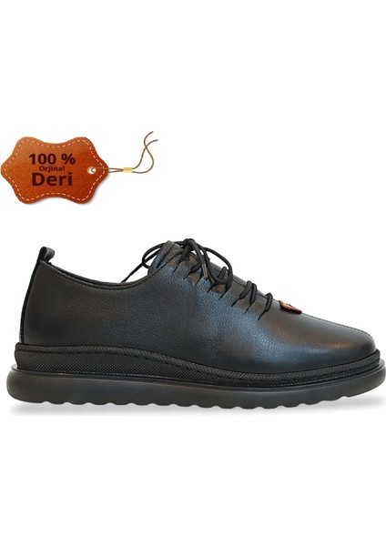 1760-394151 Deri Anatomik Tabanlı Kadın Mevsimlik Ayakkabı - NKT01760-SIYAH-37
